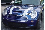 Bonnet Stripes Vinyl White w/ Black Border OEM | Gen1 MINI Cooper Hatchback &plus; Convertible (2002-2008)